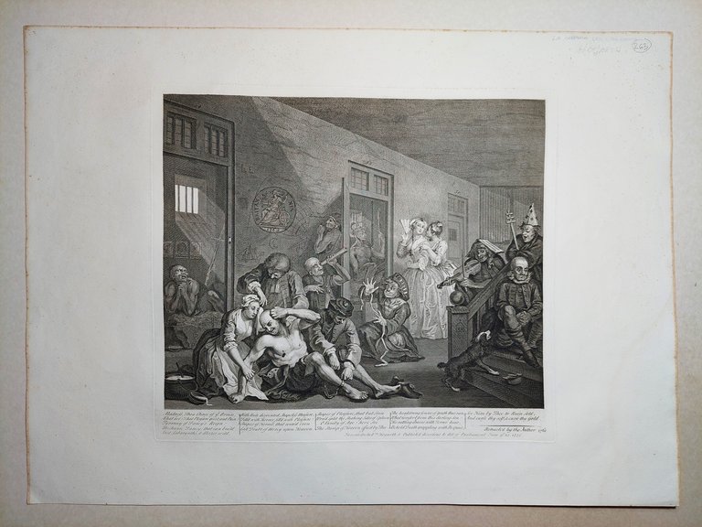 Stampa antica Antique print Original Autore William Hogarth A Rake's …