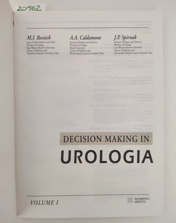 Aa. Vv. Decision making in urologia Momento Medico 1993 2 … | Immagine Gallery 2