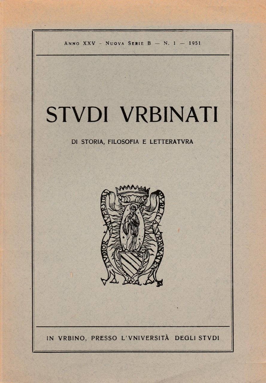 Aa.Vv. Studi Urbinati Anno Xxv Nuova Serie B N.1 1951-L4523