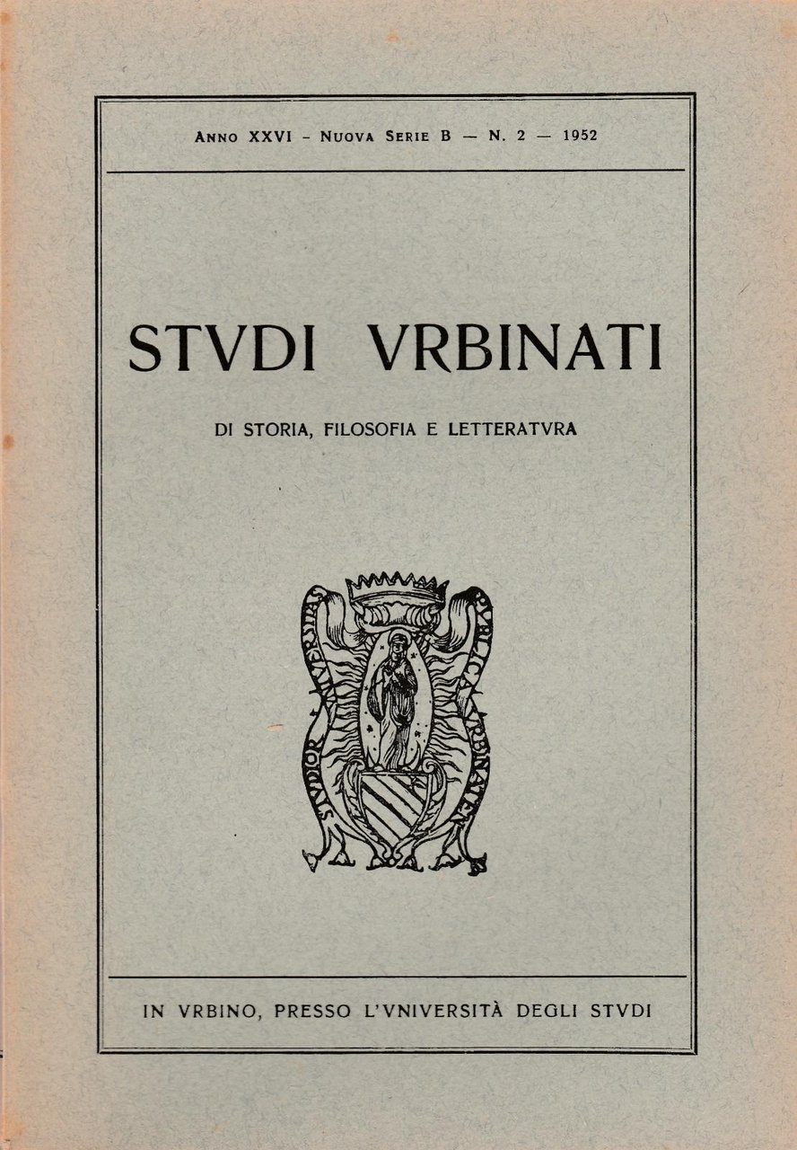 Aa.Vv. Studi Urbinati Anno Xxvi Nuova Serie B N.2 1952-L4522