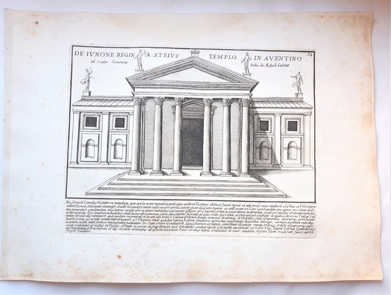 Acquaforte old print Romanae magnitudinis Roma Tempio di Giunone G. …