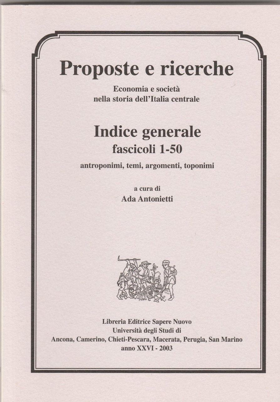 Ada Antonietti Proposte e ricerche indice generale fascicoli 1-50 2003