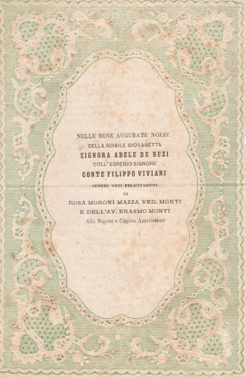 Adele De Buzi Con L'egregio Conte Filippo Viviani 1880 6390