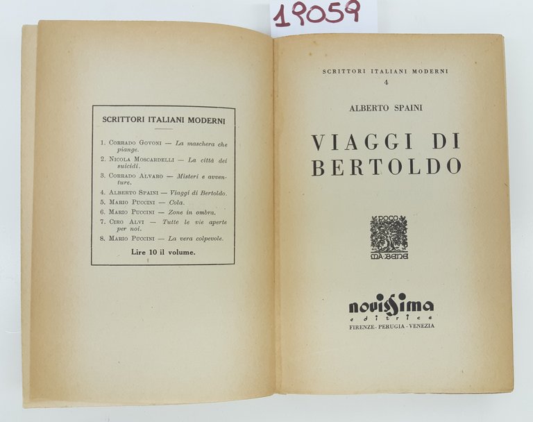 Alberto Spaini Viaggio di Bertoldo Novissima Editrice Firenze