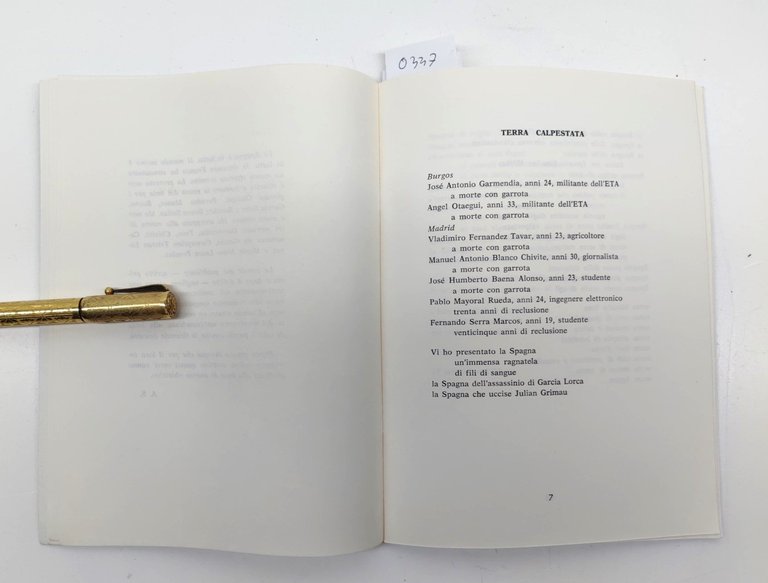 Aldo Severini 3 Poesie Sulla Spagna Autografato 1975 Tip. Artigiana …