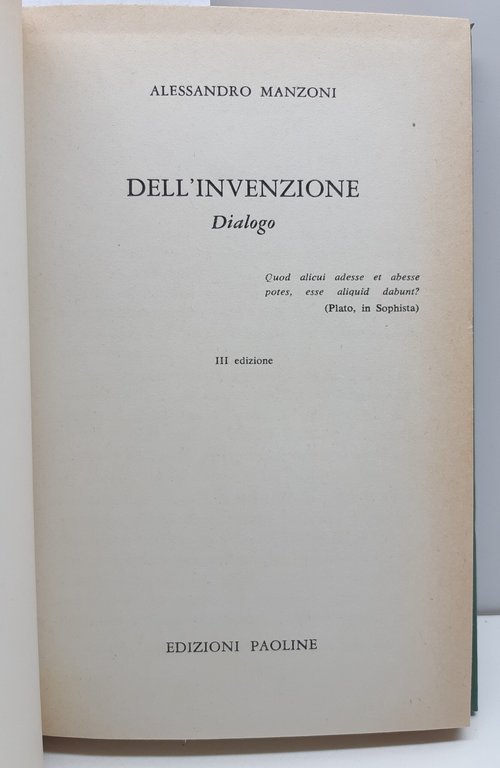 Alessandro Manzoni dell'invenzione dialogo 3° ed. Paoline 1962