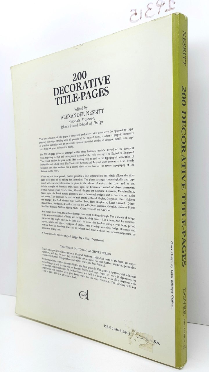 Alexander Nesbitt 200 Decorative Title-Pages Dover Pubblication New York 1964 | Immagine principale