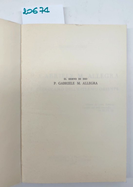 Alfonso Casini P. Gabriele M.Allegra O.F. M. Il San Girolamo …