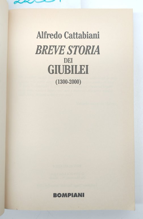 Alfredo Cattabiani Breve storia dei giubilei (1300-2000) Bompiani tascabili 1° … | Immagine Gallery 2