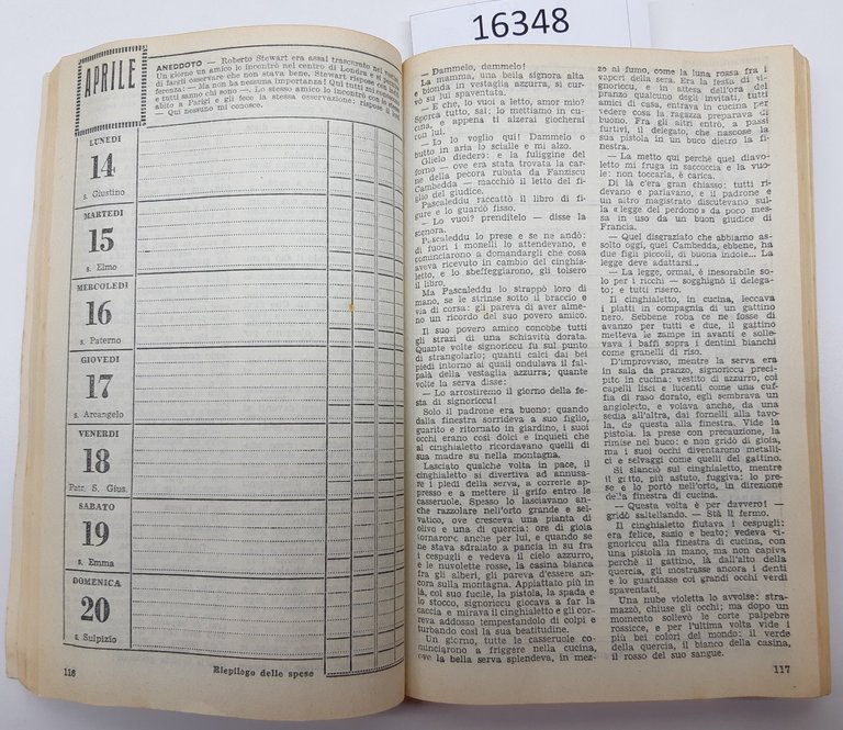 Almanacco del tempo libero 1958 Enal Dopolavoro italiano.