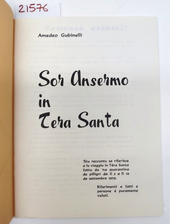 Amedeo Gubinelli Sor Ansermo in Tera Santa appunti de viaggio …