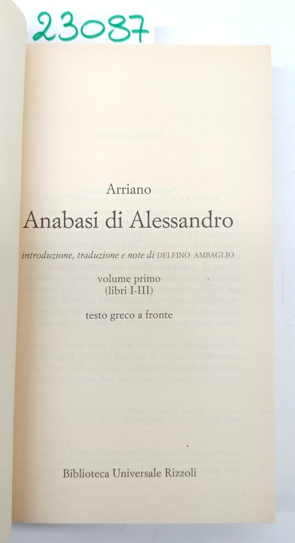 Anabasi di Alessandro due volumi BUR Rizzoli 1° edizione 1994 | Immagine Gallery 5