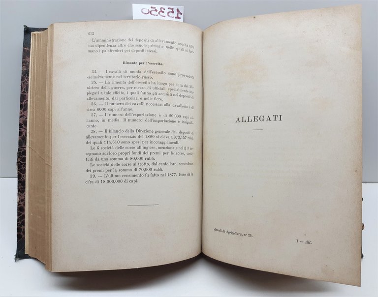 Annali di agricoltura 1880 n. 26 servizio ippico in Italia …