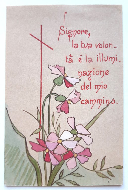 Antico biglietto con preghiera manufatto 1912