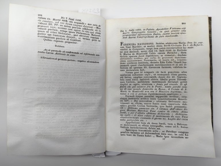 Antico Libro Vaticano 1856 - Thesaurus Resolutionum S. Congregazione Concilio …