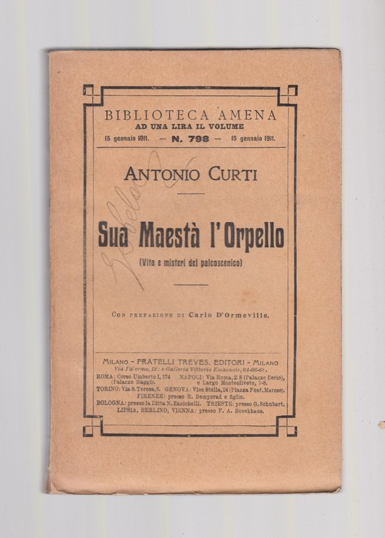 Antonio Curti Sua maestà l'Orpello Treves 1911 Abela Carboneria