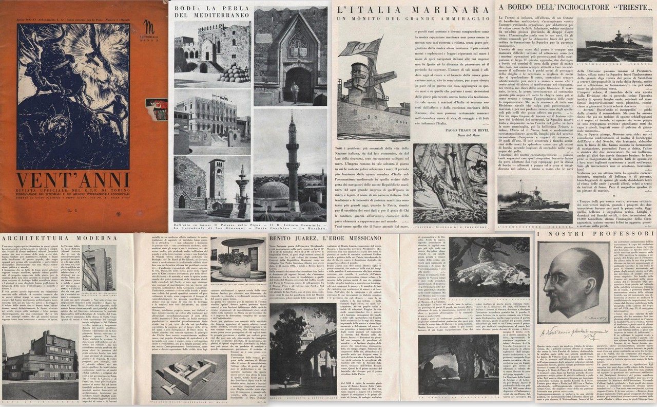 Arte-Guerra-Vent'anni-Rivista Ufficiale Del G.U.F.Di Torino-Aprile-1933