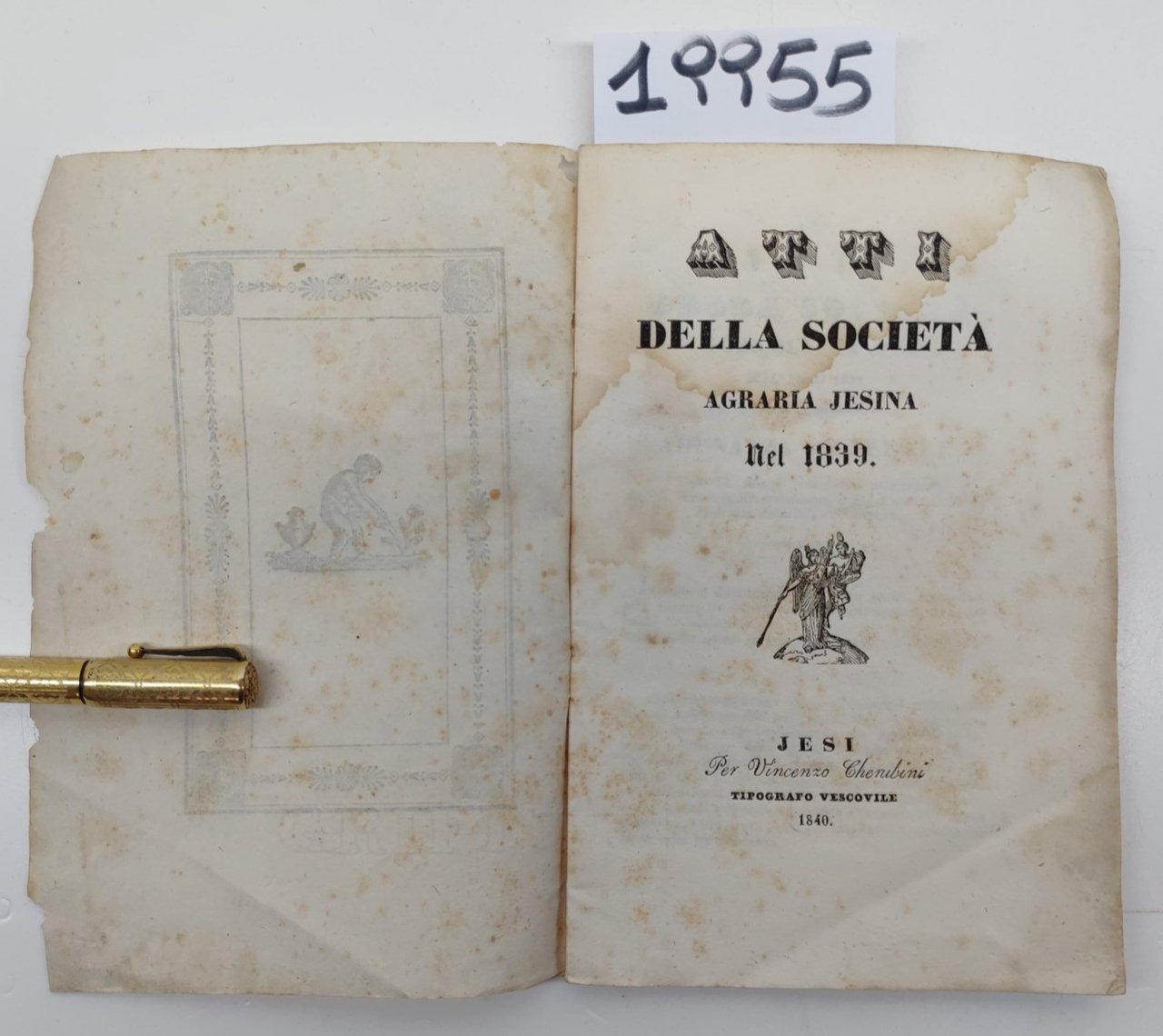Atti della società agraria jesina nel 1839 Jesi Cherubini 1840