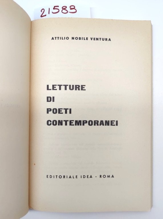 Attilio Nobile Ventura Letture di poeti contemporanei editoriale Idea Roma …