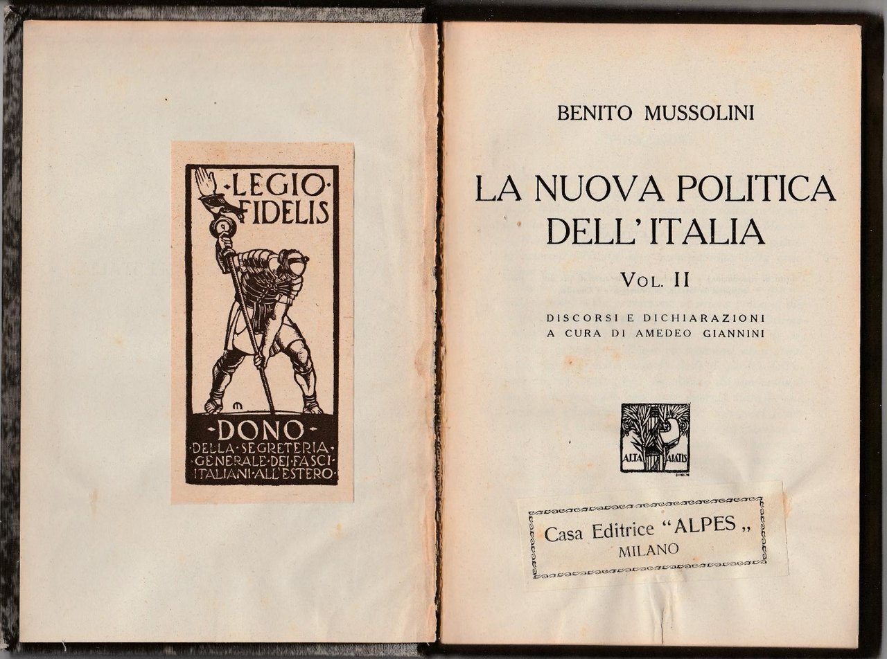 B. Mussolini La Nuova Politica Dell'Italia Vol II 1924