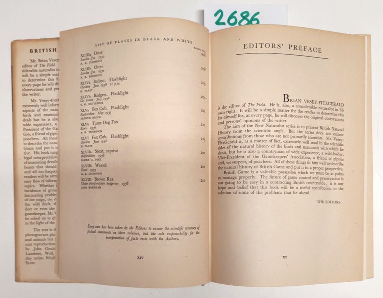 The new naturalist British Game by Brian Veseyv-Fitzgerald Collins 1946 …