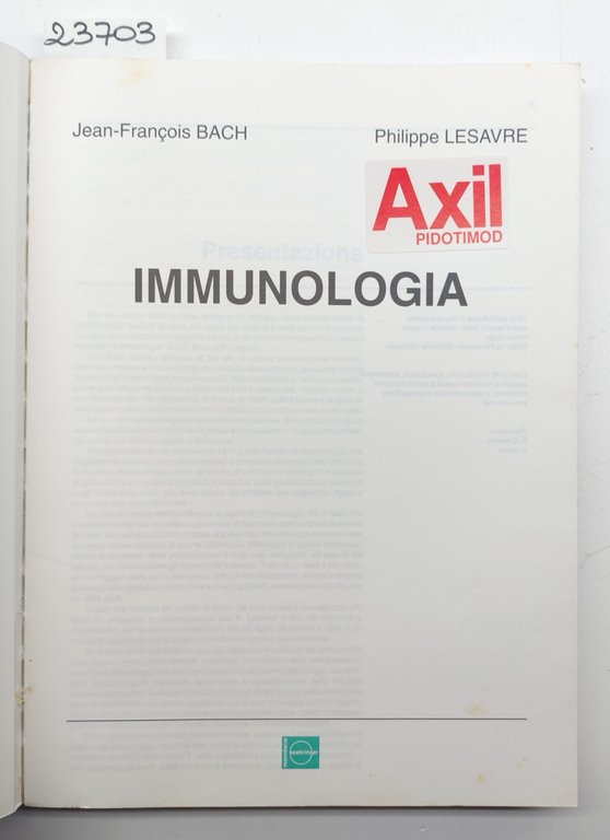 Bach Lesavre Immunologia 1991 Flammarion Medicine | Immagine Gallery 4