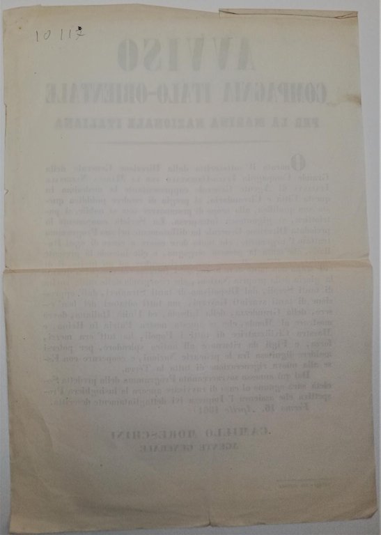 Bando-Compagnia italo-orientale per la Marina Nazionale Italiana-Moreschini 1861