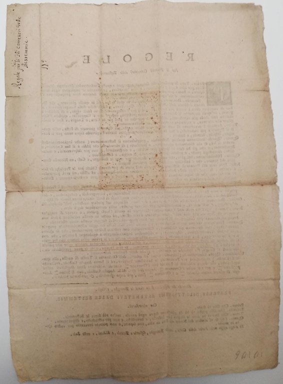 Bando-Confraternite-Regole per li fratelli correttori delle Bestemmie-1740 circa
