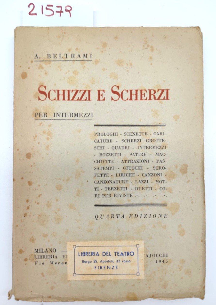 Beltrami Schizzi e scherzi per intermezzi 4° edizione Libreria del …