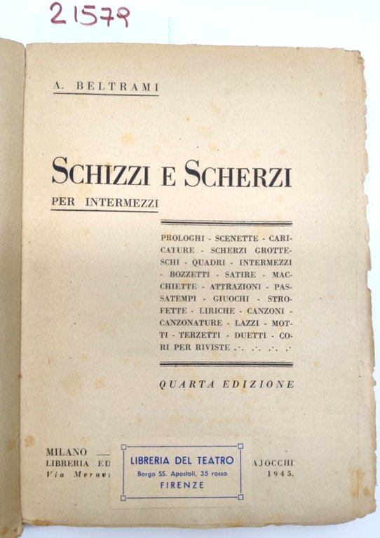 Beltrami Schizzi e scherzi per intermezzi 4° edizione Libreria del …
