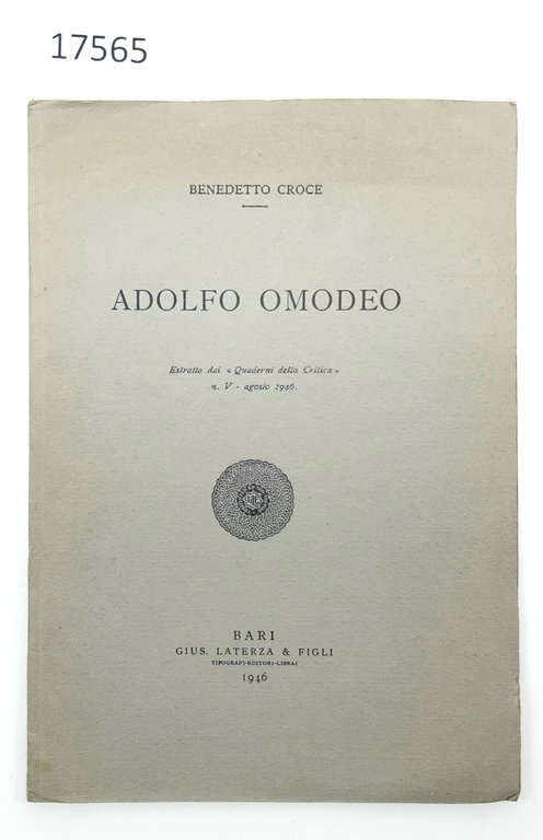 Benedetto Croce Adolfo Omodeo estratto Laterza 1946 | Immagine Gallery 2