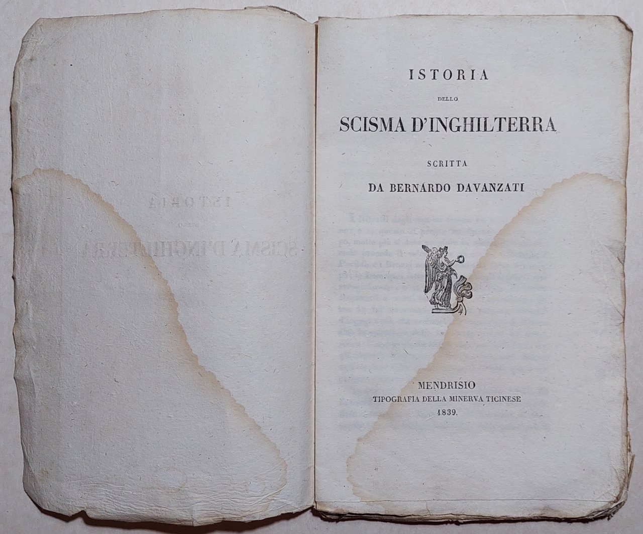 Bernardo Davanzati Istoria dello scisma d'Inghilterra Tipografia della Minerva Ticinese …