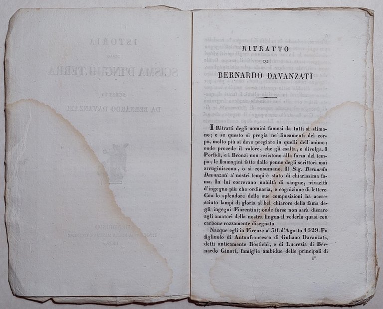 Bernardo Davanzati Istoria dello scisma d'Inghilterra Tipografia della Minerva Ticinese … | Immagine Gallery 3