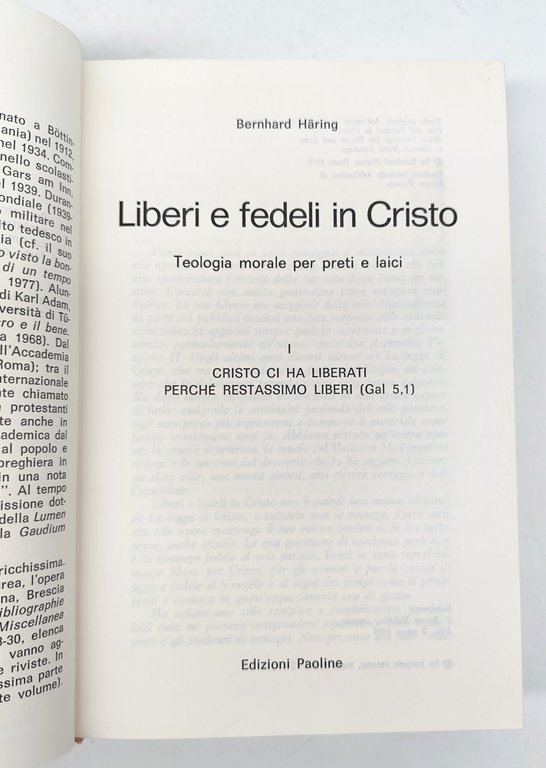 Bernhard Haring Liberi e fedeli in Cristo due volumi Edizioni …
