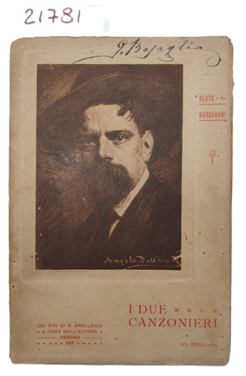 Berto Barbarani I due canzonieri 11° migliaio 1917 Apollonia