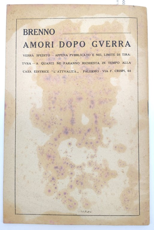 Brenno Amori in guerra Palermo 1925