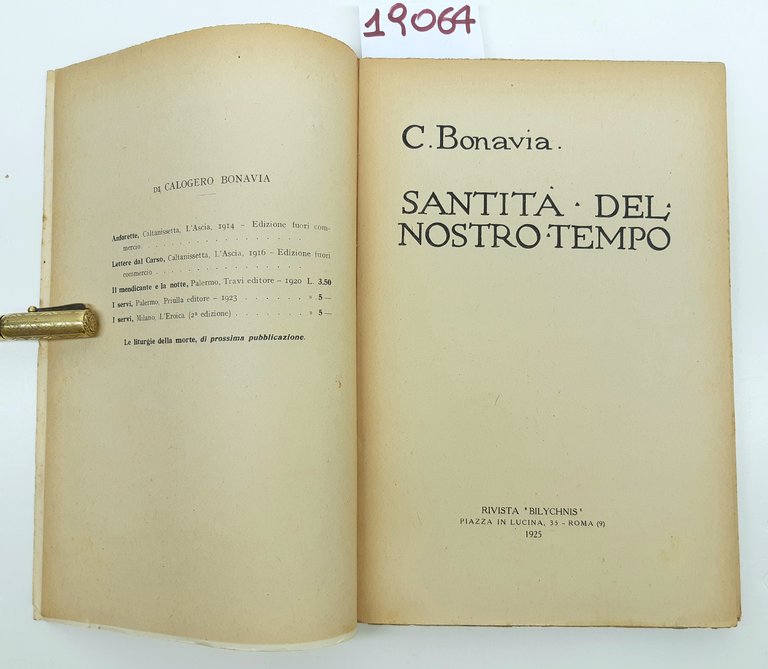 C. Bonavia Santità del nostro tempo quaderni di Bilychnis 1925 …