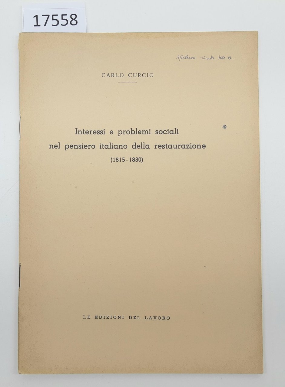 C. Curcio Interessi e problemi sociali nel pensiero italiano della …