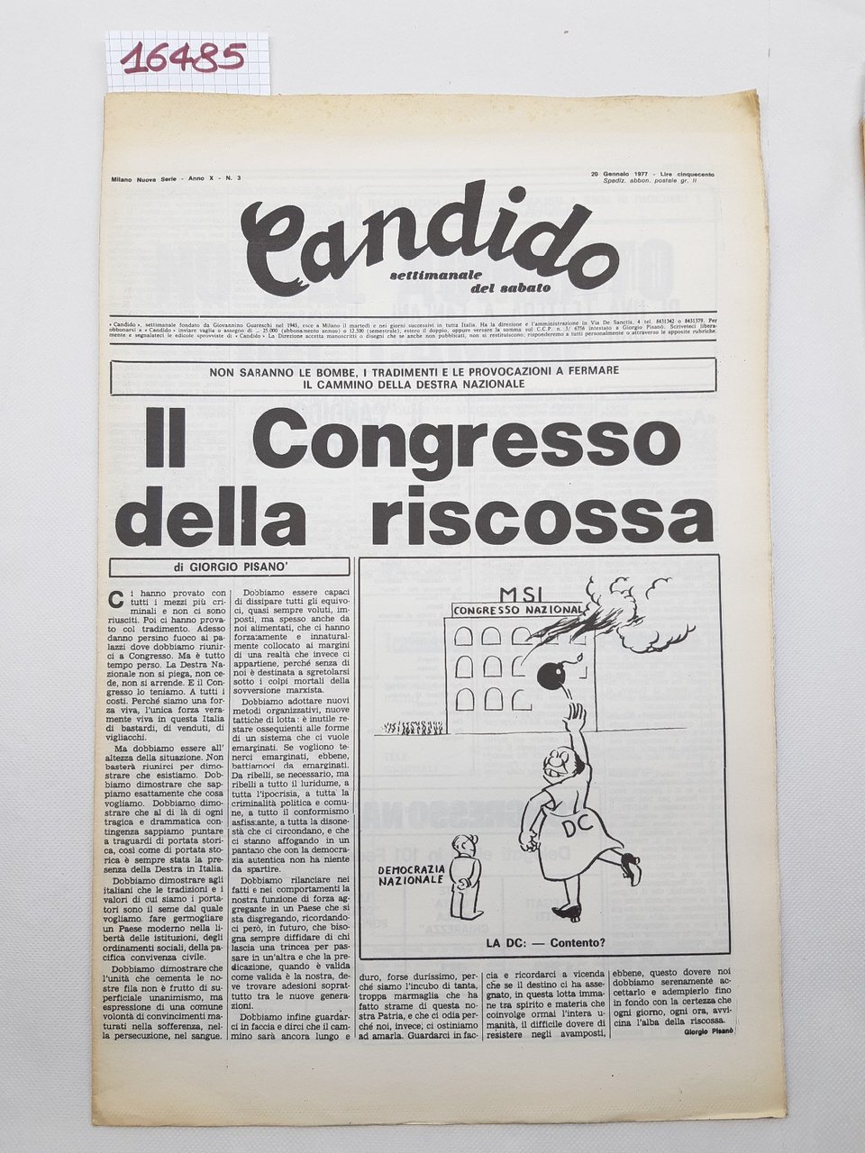 Candido settimanale del sabato il numero 3 20 gennaio 1977