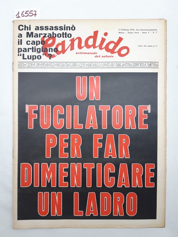 Candido settimanale del sabato il numero 7 17 febbraio 1972