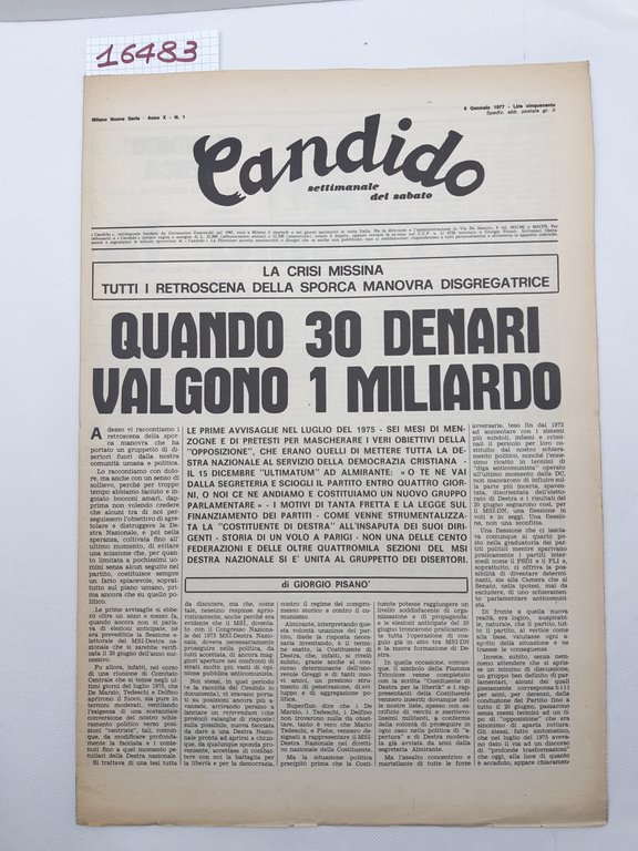 Candido settimanale del sabato numero 1 6 gennaio 1977