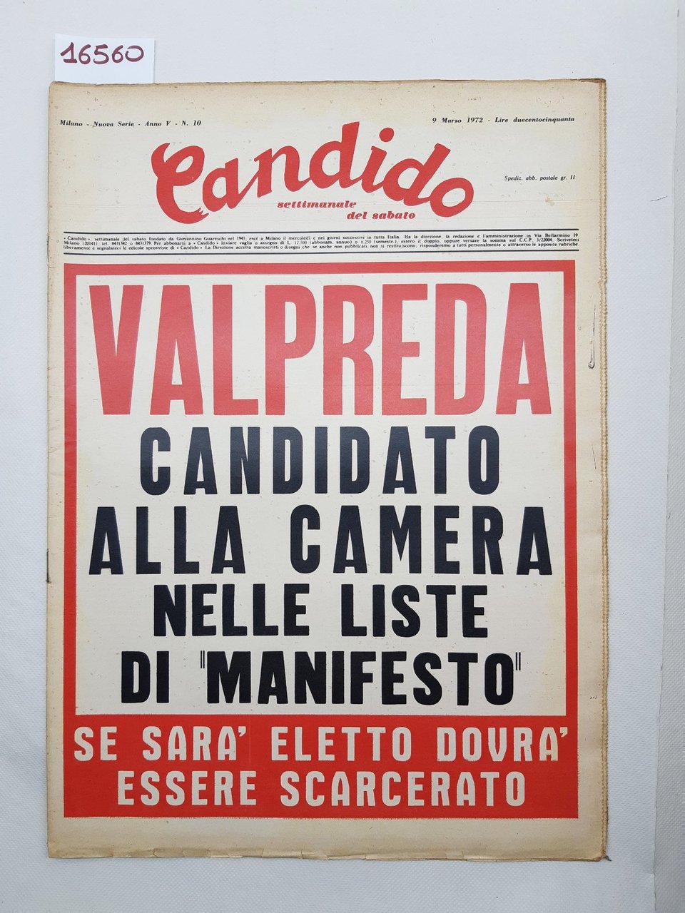 Candido settimanale del sabato numero 10 9 marzo 1972