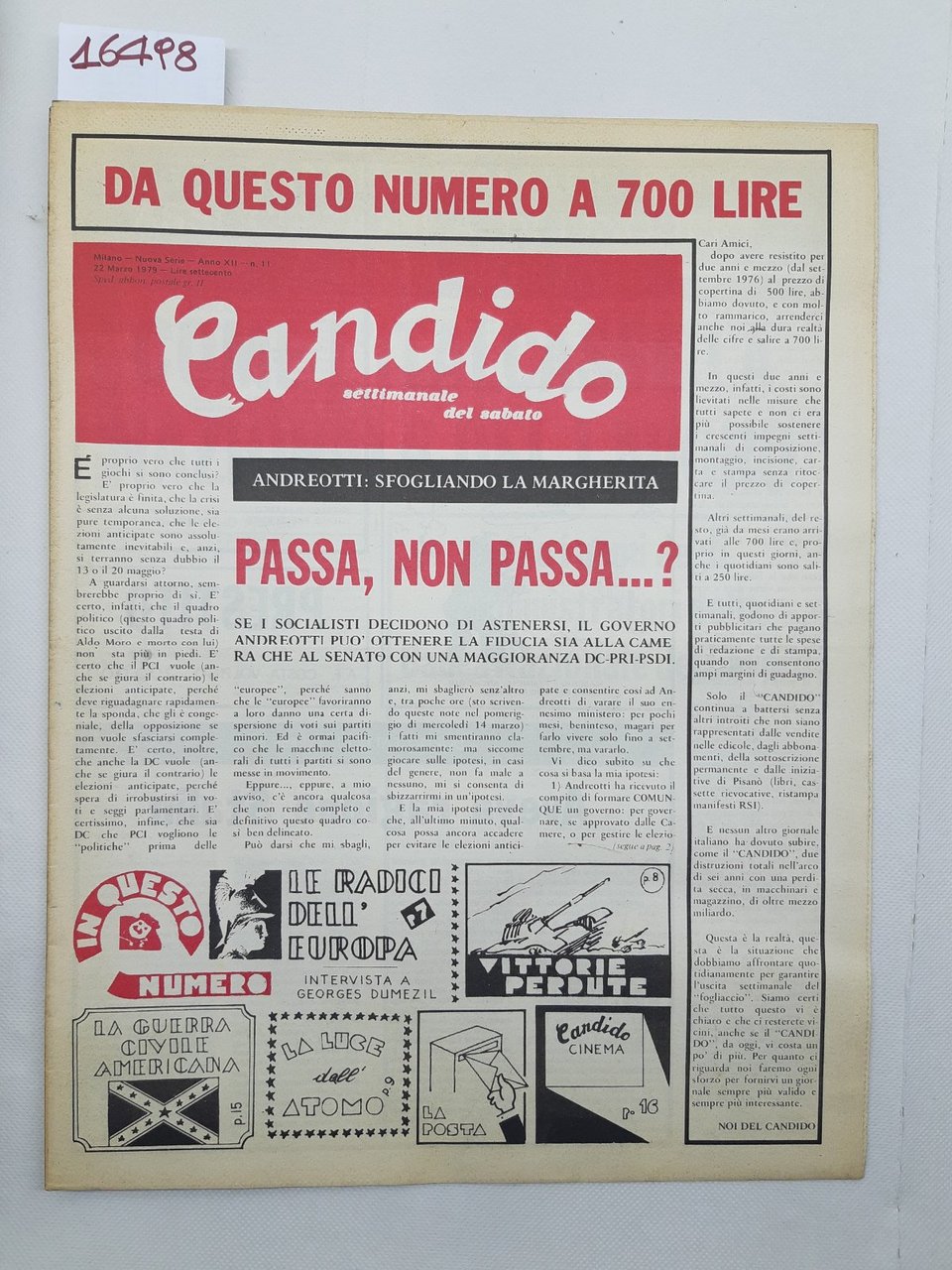 Candido settimanale del sabato numero 11 22 Marzo 1979