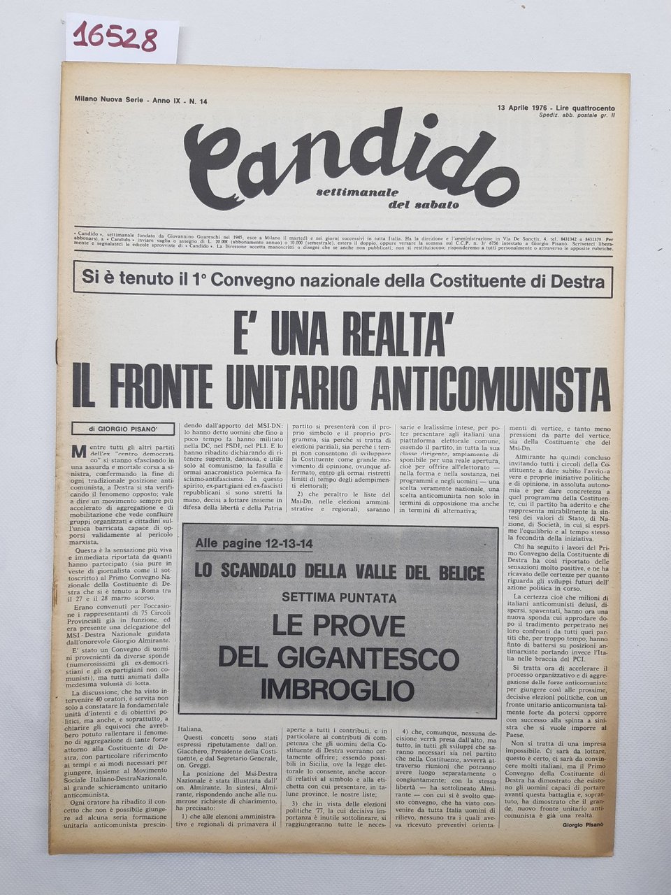 Candido settimanale del sabato numero 14 13 aprile 1976