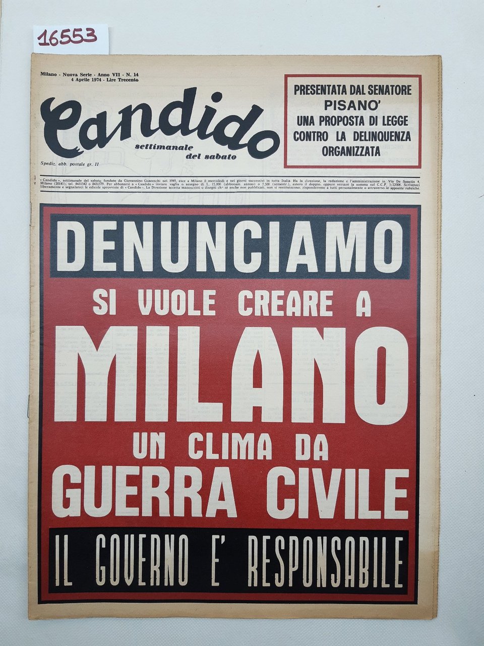 Candido settimanale del sabato numero 14 4 Aprile 1974