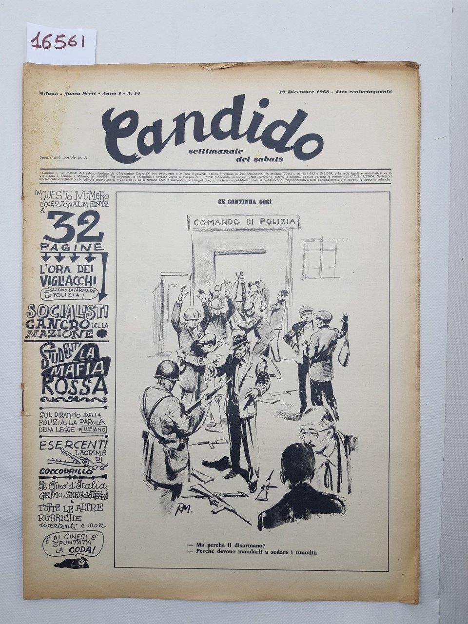 Candido settimanale del sabato numero 16 19 dicembre 1968