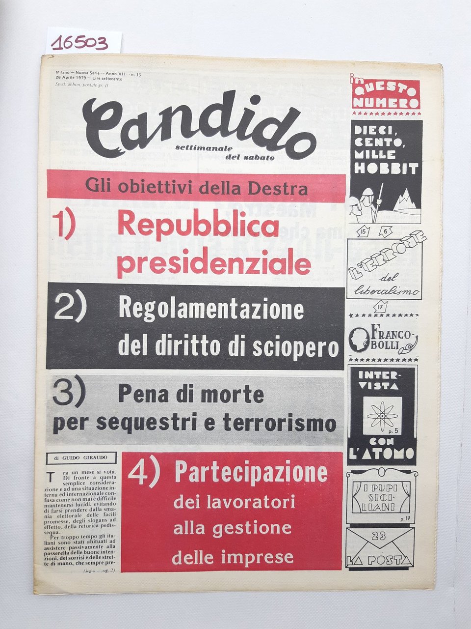 Candido settimanale del sabato numero 16 26 Aprile 1979