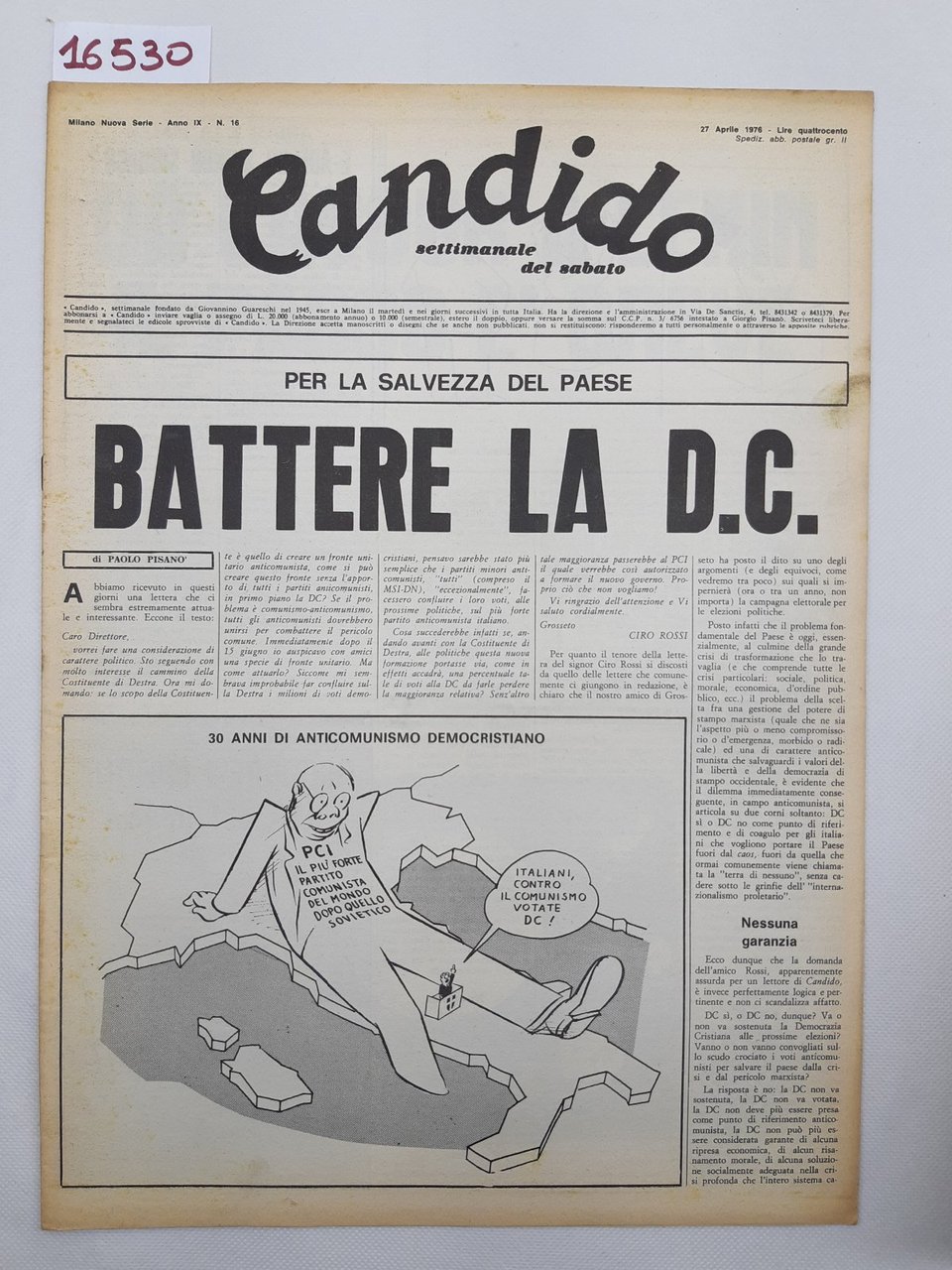 Candido settimanale del sabato numero 16 27 Aprile 1976