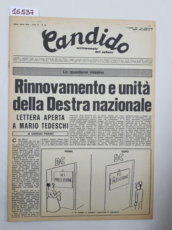 Candido settimanale del sabato numero 29 3 agosto 1976