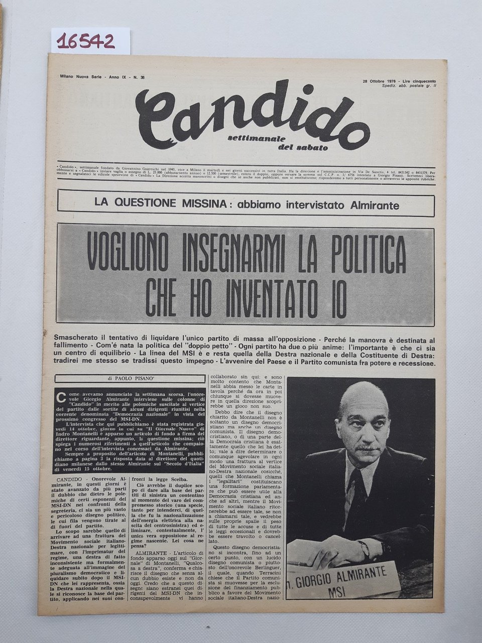 Candido settimanale del sabato numero 36 28 ottobre 1976